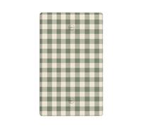 Check Pattern in Cream and Sage Vintage Cottage Single Toggle Blank Wall Plate Light Switch Cover Decorative 1 Gang for Kitchen Room Bathroom Size 11.4x7cm