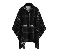 Check Pattern Poncho with Zipper - female - Desigual - Ponchos - Black - ONE SIZE - Jackets ONE SIZE