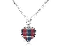 Check Pattern Red And Blue Plaid Ashes Necklace Dog Pet Urn Necklace Heart Cremation Jewelry with Fill Kit