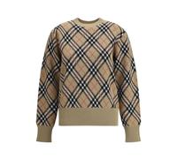 Check Pattern Wool Jumper - female - Burberry - Round-neck Knitwear - Beige - M - Knitwear M