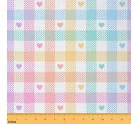 Check Plaid Upholstery Fabric for Chairs,Rainbow Style Buffalo Check Outdoor Fabric by The Yard,Cute Heart Love Fabric for Upholstery and DIY Projects,3 Yards,(L276*W150cm) Pink Blue