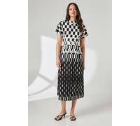 Check Print High Neck Detail Crepe Midi Dress Principles Mono 14