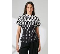 Check Print High Neck Detail Crepe Top Principles Mono 16