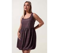Check Puffball Mini Dress Yours Burgundy 30-32