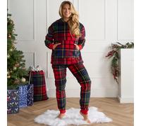 Check Pyjamas Supersoft Plush PJs Hoodie Set Warm Sherpa Fleece Lined Loungewear OHS Dark Navy M