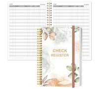 Check Registers for Personal Checkbook - A5 Checkbook Register for Personal Checkbook, Expense Ledger Book for Personal and Small Business, Rose Leaf