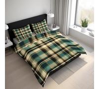 Check Super King Size Duvet Cover Sets - 3 Pcs Plaid Scottish Tartan Bedding Set Reversible Soft Microfibre Quilt Covers & 2 Pillowcases with Zipper Closure LGS12sL
