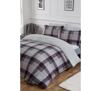 Check Teddy Duvet Cover with Pillowcase Set OHS Grey Super King