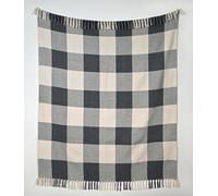 Check Throw Blanket - Hand Made - Cotton Blankets for Chair, Sofa, Bed, Accent Chair & Home Decorations - Warm Cover - Decorative Furnishings - 50’’ x 60’’ - Dark Grey