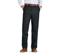 Pegasus Men's Check Trouser Regular Fit with Hidden Stretch Waistband Stylish Flat Front & 2 Slant Pockets Charcoal 38W / 29L