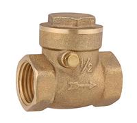 Check Valve 1/2 Inch, Non-Return Valve, 1 Pc DN15 Female Brass Thread Brass Non-Return Swing Check Valve 232PSI Prevent Water Backflow