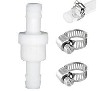 Check Valve Washing Machine, Backflow Preventer, Y Piece Washing Machine Dryer, Alriedy 10 mm Inline Check Valve with 2 Hose Clamps, for Water, Liquid, Air, Fuel, Gas