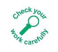 Check your work carefully. Teacher Stamp. Quality Xclamations Mount. Green ink, 22mm