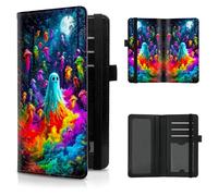 Checkbook Cover for Men and Women Personal Checkbook PU Leather Check Book Credit Card Holder Wallet with RFID Protection & Built-in Pen Holder for Duplicate Checks, Forest Colorful Ghost, checkbook