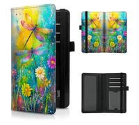 Checkbook Cover for Men and Women Personal Checkbook PU Leather Check Book Credit Card Holder Wallet with RFID Protection & Built-in Pen Holder for Duplicate Checks, Cute Colorful Dragonfly, checkbook