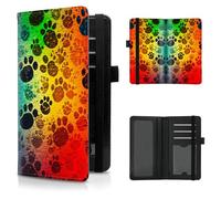 Checkbook Cover for Men and Women Personal Checkbook PU Leather Check Book Credit Card Holder Wallet with RFID Protection & Built-in Pen Holder for Duplicate Checks, Cat and Dog Footprints, checkbook