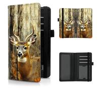 Checkbook Cover for Men and Women Personal Checkbook PU Leather Check Book Credit Card Holder Wallet with RFID Protection & Built-in Pen Holder for Duplicate Checks, Cute Deer in The Forest, checkbook
