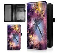 Checkbook Cover for Men and Women, PU Leather Check Book Case Card Holder with RFID Blocking Standard Register Duplicate Checks, Embossed on Both Side Slim Checkbook Cover, Starry Sky Dragonfly