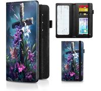 Checkbook Cover for Men Women PU Leather Slim Check Book Holder Covers Wallet Case with Card Slots Duplicate Checks Card Pen Holder with RFID Blocking & Elastic Strap,Christian Jesus Cross Flower