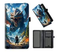 Checkbook Cover for Men & Women, RFID Blocking Checkbook Holder Wallet-34, Dragon Warrior Mountain Battle, Art Deco
