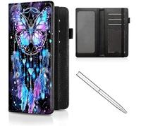 CheckBook Cover for Women Men,Leather RFID Blocking Check Book Wallet,Personal Checkbook and Register,with Credit Card Slot & Elastic Strap and Women's Checkbook Covers, Dream Catcher butterfly-8