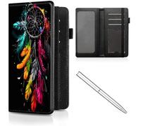 CheckBook Cover for Women Men,Leather RFID Blocking Check Book Wallet,Personal Checkbook and Register,with Credit Card Slot & Elastic Strap and Women's Checkbook Covers, Colorful Dreamcatcher Feather