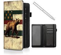 CheckBook Cover for Women Men,Leather RFID Blocking Check Book Wallet,Personal Checkbook and Register,with Credit Card Slot & Elastic Strap and Women's Checkbook Covers, California Vintage Flag