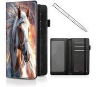 CheckBook Cover for Women Men,Leather RFID Blocking Check Book Wallet,Personal Checkbook and Register,with Credit Card Slot & Elastic Strap and Women's Checkbook Covers, Brown White Appaloosa Horse