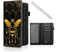 CheckBook Cover for Women Men,Leather RFID Blocking Check Book Wallet,Personal Checkbook and Register,with Credit Card Slot & Elastic Strap and Women's Checkbook Covers, A Queen Bee and Honey