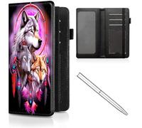 CheckBook Cover for Women Men,Leather RFID Blocking Check Book Wallet,Personal Checkbook and Register,with Credit Card Slot & Elastic Strap and Women's Checkbook Covers, Dream Catcher Wolf -774