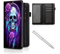 CheckBook Cover for Women Men,Personal Checkbook and Register,Leather RFID Blocking Check Book Wallet,with Credit Card Slot & Elastic Strap and Women's Checkbook Covers, Skull Rose Dream Catcher