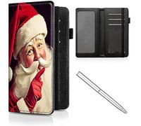CheckBook Cover for Women Men,Personal Checkbook and Register,Leather RFID Blocking Check Book Wallet,with Credit Card Slot & Elastic Strap and Women's Checkbook Covers, Christmas Santa Claus, Casual