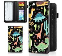 Checkbook Cover for Women & Men, RFID Check book Cover Faux Leather Checkbook Cover for Duplicate Checks & Credit Cards, with Pen Holder Checkbook Cover for Personal Checkbook, Cute Dinosaur, Cute