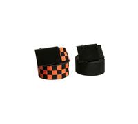Urban Classics Unisex Check and Solid Canvas Pack of 2 Belt, Black/Orange, L-XL UK