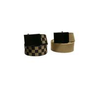 Urban Classics Check and Solid Canvas Belt Pack of 2, Olive/Black, Small-Medium