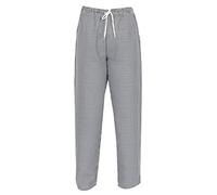 Checked Chefs Trousers, Black & White Small Check, Houndstooth Print, INS01H (Large (36-38"))