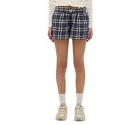 Checked cotton elastic shorts for women Superdry Bleu XS