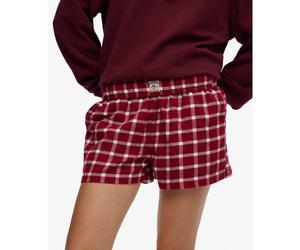 Checked cotton elastic shorts for women Superdry Red S