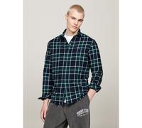 Checked Cotton Flannel Shirt, Regular Fit checked blue/green