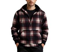 Checked Fleece Jacket Mens Womens Flannel Windproof Thick Thermal Check Shirts Padded Sherpa Lined Lumberjack Hoodies Coat Casual Winter Warm Plaid Hooded Cardigan Jackets M mens winter coats