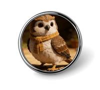 Checked Little Warm Owl Button Pin Round Metal Lapel Pins Badges Classic Cute Brooche Pin Personalized Pinback Button Badges Novelty Funny Enamel Pins for Backpacks Jackets Bags