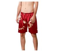 Checked Pyjama Bottoms Men Silk Trousers Bathrobe Women's Light Terry Cloth, Wine Red, M