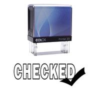 Checked Self Inking Rubber Stamp Custom Colop Office Stationary P20 Mini Stamper