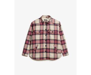 Checked shearling overshirt for women Superdry Marron XS