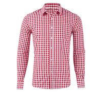 Checked Shirt Men's Costume Shirt Men's Blue Oktoberfest Shirt Men Cotton Checked Pattern Traditional Shirts with Pocket Long Sleeve Shirt Breathable Costume Shirt Fashion Checked Shirt Bavarian