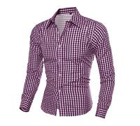 Checked Shirt Men's Slim Fit Traditional Shirt Men's Long Sleeve Oktoberfest Shirt Traditional Shirts Non-Iron Cotton Long Sleeve Shirt Classic Costume Shirt Breathable Checked Shirt for Oktoberfest
