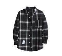 Checked Shirts for Men UK, Mens Spring Autumn Long Sleeve Plaid Shirts, Regular Fit Button Down Shirt with Chest Pocket, Causal Fashion Long-Sleeved Coats Men, Classic Lumberjack Plaid Tops