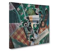 Checked Tablecloth by Juan gris Canvas Print | Gallery Wrapped 30mm Frame Wall Art | 14x14 inches | Ready to Hang | Classic Picture | Living Room Bedroom Lounge Office
