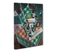Checked Tablecloth By Juan Gris Canvas Print | Gallery Wrapped 30mm Frame Wall Art | 20x14 inches | Ready to Hang | Classic Picture | Living Room Bedroom Lounge Office