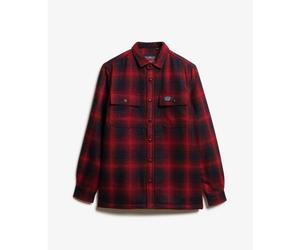 Checked zip-up wool overshirt with fleece lining Superdry Rouge XL